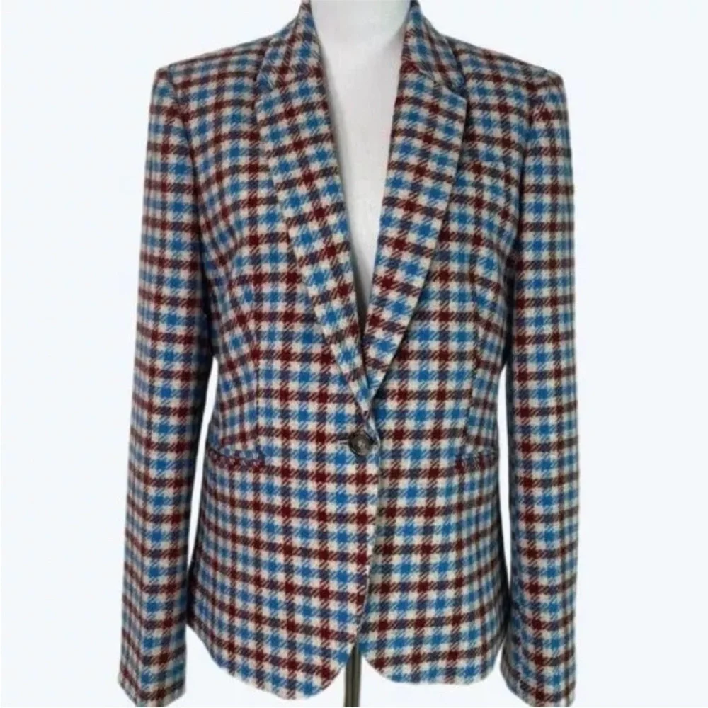 J.Crew plaid elbow patch Campbell blazer plaid houndstooth RARE - Picture 5 of 10